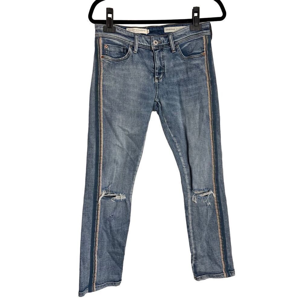 Pilcro and the Letterpress Anthropologie Womens Size 25 Blue Slim Boyfriend Jean